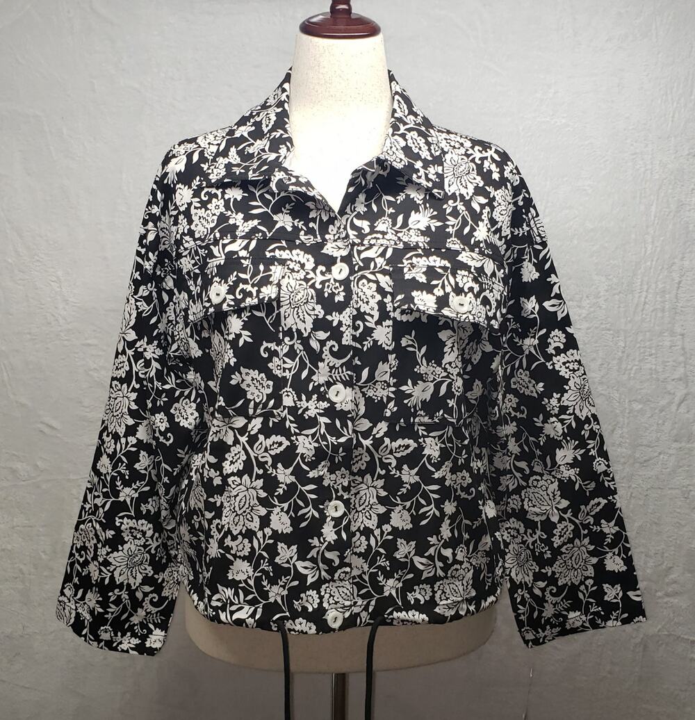 Ruby Rd Vintage Style Black White Floral Jacket Plus 14 Whimsigoth Cozy